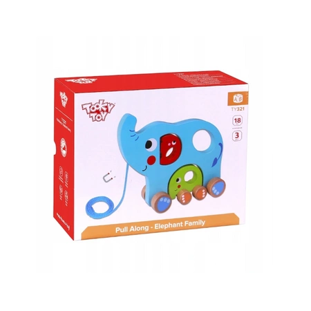 TOOKY TOY Rodzina Słoni Do Ciągnięcia Sorter 2w1 Zabawka Magnetyczna