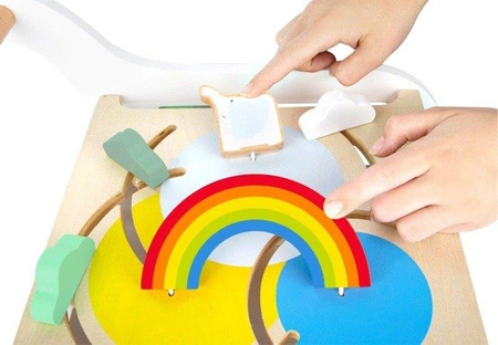 Drewniany chodzik dla dzieci Tęczowy słonik 11607-Small Foot Design, zabawki edukacyjne dla dzieci
