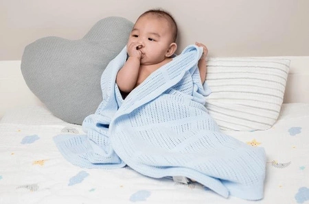 Lulujo Kocyk Bawełniany Tkany Blue