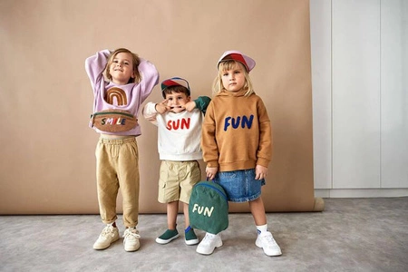 Lassig Bluza z kapturem z bawełny organicznej GOTS Little Gang Fun caramel 4-6 lat