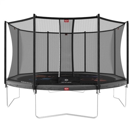 BERG Trampolina Favorit Gray 430 cm + Siatka Bezpieczeństwa Comfort + Gra Zręcznościowo Logiczna LEVELS