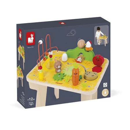 Janod Wielofunkcyjny stolik edukacyjny drewniany Farma 12m+