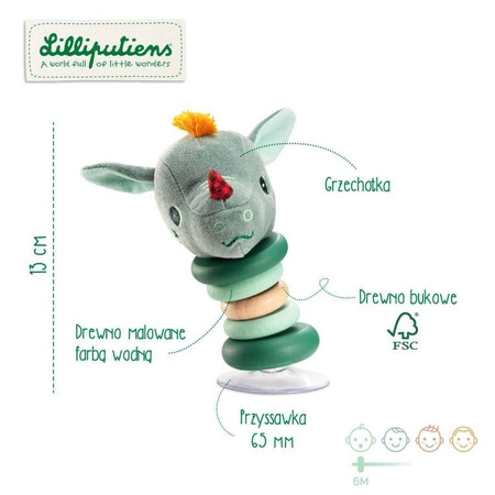 LILLIPUTIENS Grzechotka z przyssawką Smok Joe 6 m+