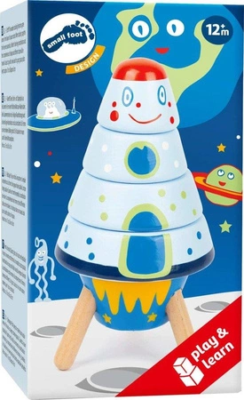 Drewniana układanka na paliku Rakieta eksplorer ECO4 W kosmosie 11450-Small Foot Design, klocki dla dzieci