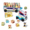 Ciężarówka z przyczepą klocki drewniane Psi Patrol ABC Melissa & Doug 33272 układanka na palikach