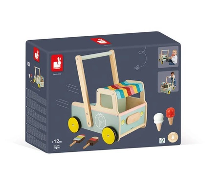 Drewniany pchacz Furgonetka z lodami 12m+, Janod