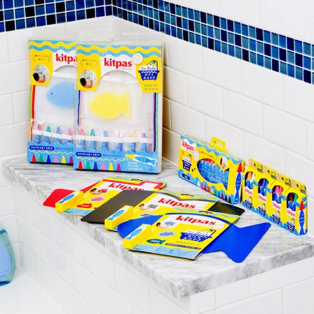 Kredki do malowania w wannie 6 szt. z niebieską gąbką, Kitpas