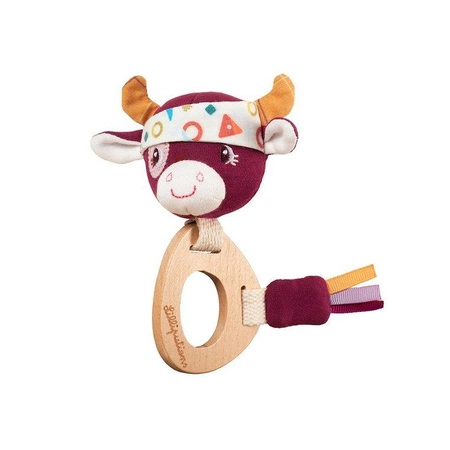 LILLIPUTIENS Grzechotka z drewnianym gryzakiem Krówka Rosalie 3 m+ ECO