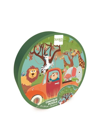 Scratch, Puzzle konturowe Safari 30 elem.