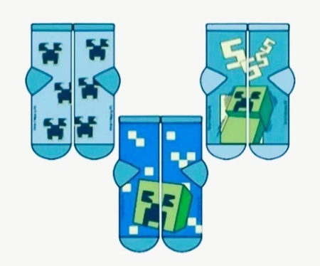 Minecraft kids socks Creeper tri-pack (size: 31-34) / Minecraft skarpetki dziecięce Creeper trójpak (rozmiar: 31-34)