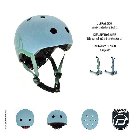 SCOOTANDRIDE Kask XXS-S dla dzieci 1-5 lat Steel