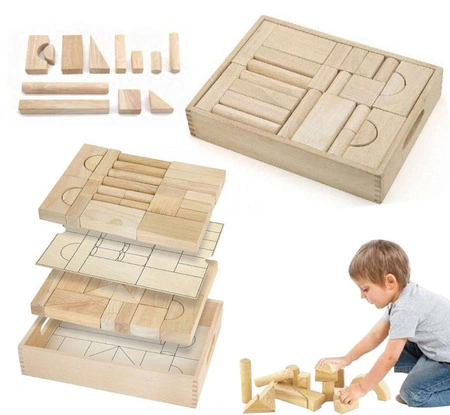 Drewniane klocki Viga Toys 46 elementy Montessori