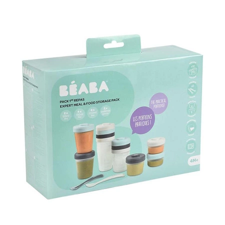 Beaba Zestaw słoiczków Clip 12 szt. (2x90ml, 4x150ml, 6x250ml) + 2 łyżeczki Storm