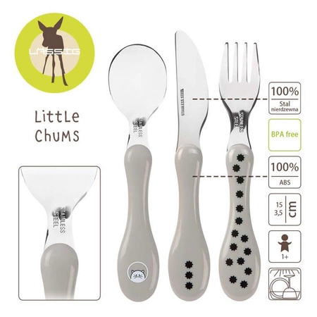 Lassig Zestaw sztućców ze stali nierdzewnej 3 el. Little Chums Kot