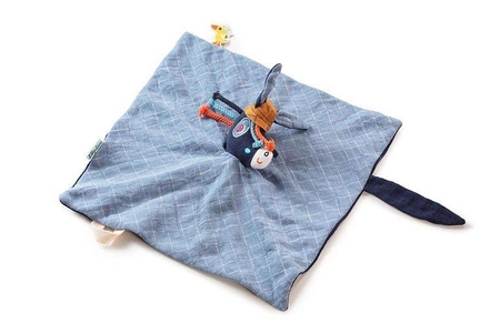 LILLIPUTIENS Muślinowy komforter z mini-pacynką na palec Osiołek Ignace 0 m+