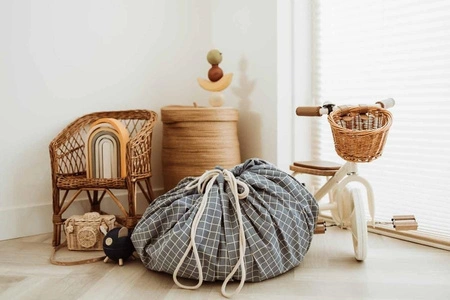 Play&Go Worek na Zabawki i Mata do Zabawy 2w1 Organic Grid Blue