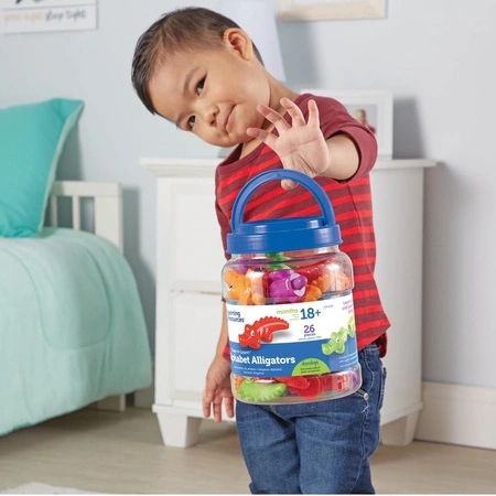 Figurki do nauki liter i poznawania kolorów, Aligatory, Zestaw 13 szt. - Snap & Learn