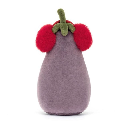 JellyCat - Zabawny Bakłażan w Nausznikach Czerwonych 16 cm