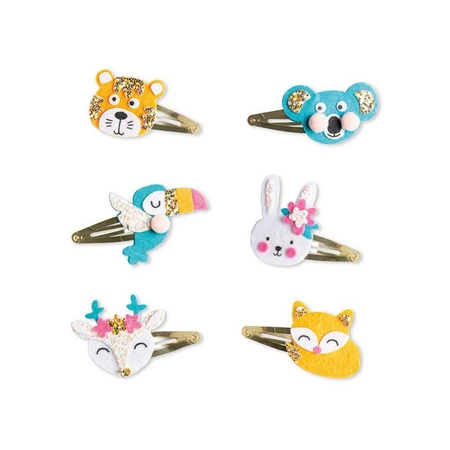 Zestaw kreatywny do tworzenia biżuterii Brokatowe spinki do włosów Zwierzątka 6+, Janod