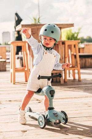 Zestaw Kask + SCOOTANDRIDE Highwaykick 1 2w1 Jeździk i hulajnoga 1-5 lat Steel