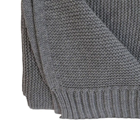 Lodger Kocyk niemowlęcy dziergany bawełniany 80x100 grafitowy Tribe Basic Donkey