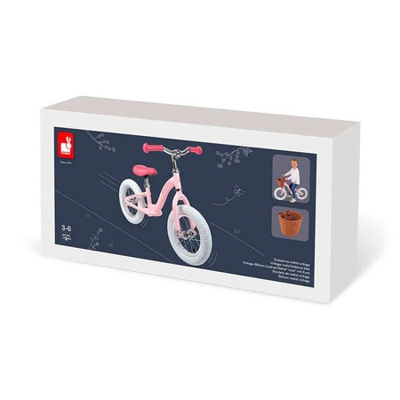 Metalowy rowerek biegowy Bikloon Vintage 3+ różowy, Janod