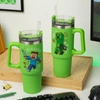 Minecraft kubek podróżny ze słomką (900 ml) - zielony