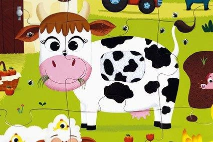 Puzzle sensoryczne 20 elementów Farma, Janod