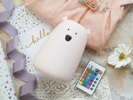 Miś Duży Lampka Silikonowa z Pilotem Różowa Rabbit&Friends