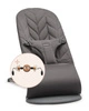 BABYBJORN - leżaczek BLISS COTTON, Petal Quilt, Antracyt + Zabawka Googly Eyes Black and White