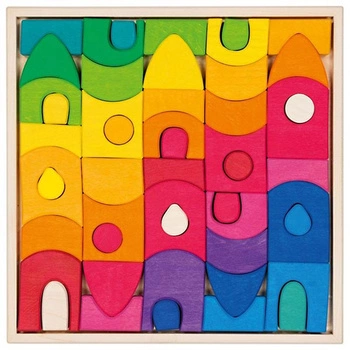 Klocki drewniane układanka Moje kolorowe miasto Goki 58360