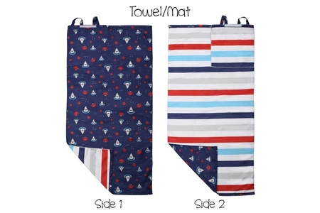 FlapJack Ręcznik Plecak Plażowy dla Dzieci 2w1 Rekin/Krab