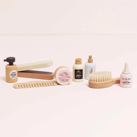 Drewniany zestaw fryzjer, prostowanie włosów, zabawka dla dzieci, Le Toy Van