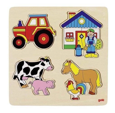 Gospodarstwo, puzzle drewniane dla najmłodszych, goki