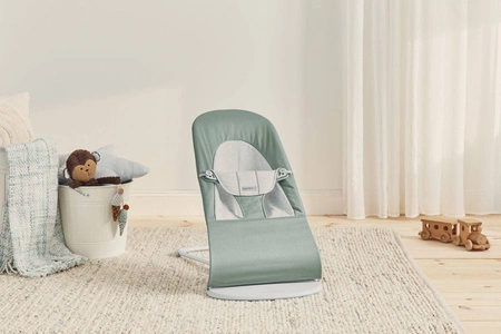 BABYBJORN - leżaczek BALANCE SOFT WOVEN/JERSEY - Jasnoszałwiowy/Szary