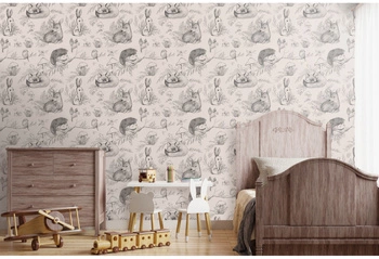 Deer & Friends Beige Tapeta Malumi