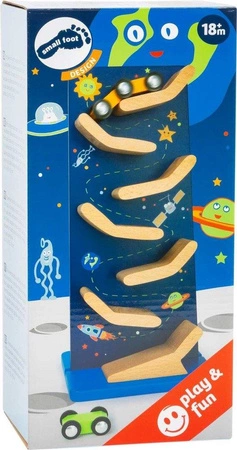 Drewniana zjeżdżalnia z autami W kosmosie 11446-Small Foot Design, samochodziki dla dzieci
