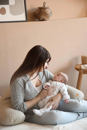 Beaba Ergonomiczna poduszka rogal dla kobiet w ciąży i karmiących Big Flopsy ™ Fleur de coton Linen