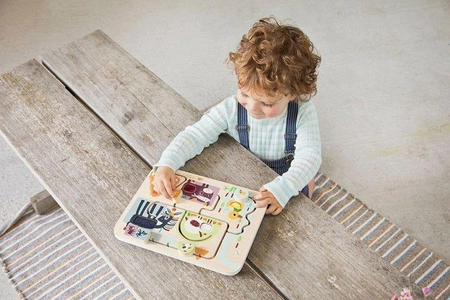 LILLIPUTIENS Drewniana tablica labirynt sensoryczny Farma 18 m+