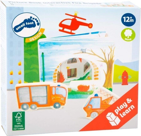 Drewniana książka dla dzieci z figurkami Straż pożarna 12040-SFD-Small Foot Design, zabawki edukacyjne