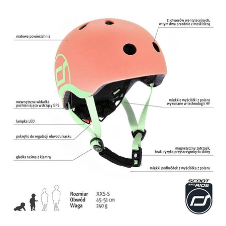 SCOOTANDRIDE Kask XXS-S dla dzieci 1-5 lat Peach