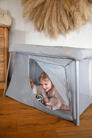 Beaba Łóżeczko turystyczne dwupoziomowe z funkcją kojca 3w1 Eazy sleep Heather grey / Pebble
