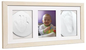 Odcisk Bobasa - potrójna ramka z glinką - biała