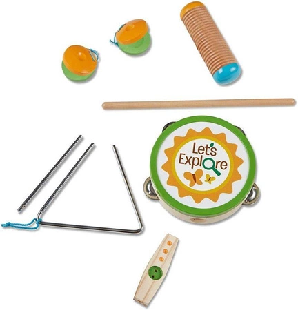 Zestaw drewnianych instrumentów w torbie Let's Explore 40808-Melissa & Doug, instrumenty muzyczne dla dzieci