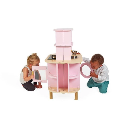 Dwustronna drewniana kuchnia Twist z 8 akcesoriami 3+, Janod