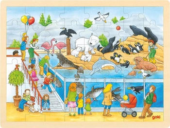 Puzzle drewniane Mała przygoda w zoo 57744-Goki, układanki dla dzieci