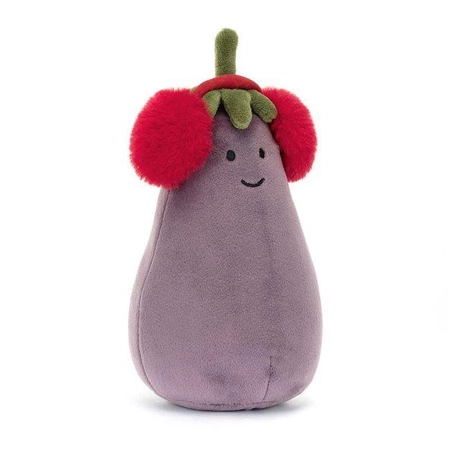 JellyCat - Zabawny Bakłażan w Nausznikach Czerwonych 16 cm