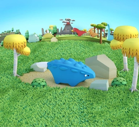 Halftoys Magnetyczny Składany Dinozaur Ankylozaur z Makietą
