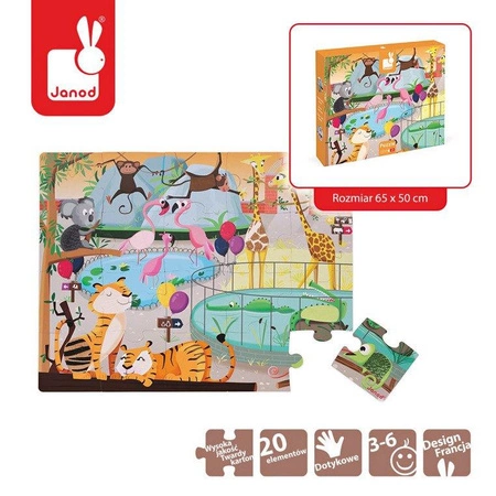 Puzzle sensoryczne 20 elementów Wycieczka do zoo, Janod