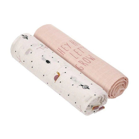 Lassig Bambusowy Otulacz-Kocyk 120x120cm Zestaw 2 szt. Garden Explorer Ślimak